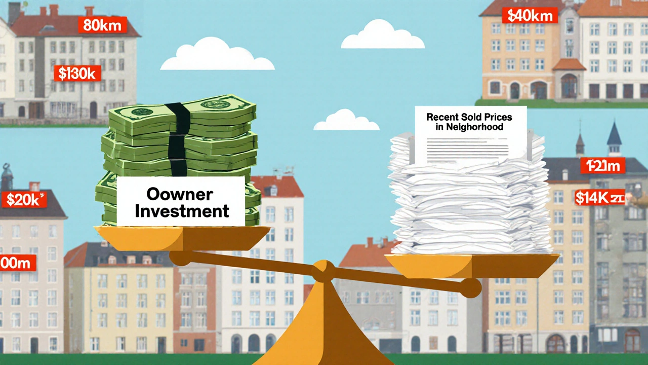 Váha s investicí vlastníka proti skutečným prodejním cenám v okolí.