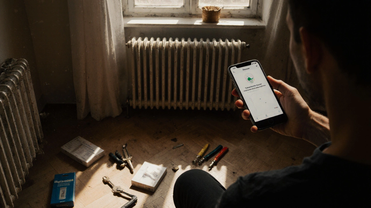 Domácnost instaluje chytré hlavice na radiátory s chytrým telefonem a návodem v češtině.