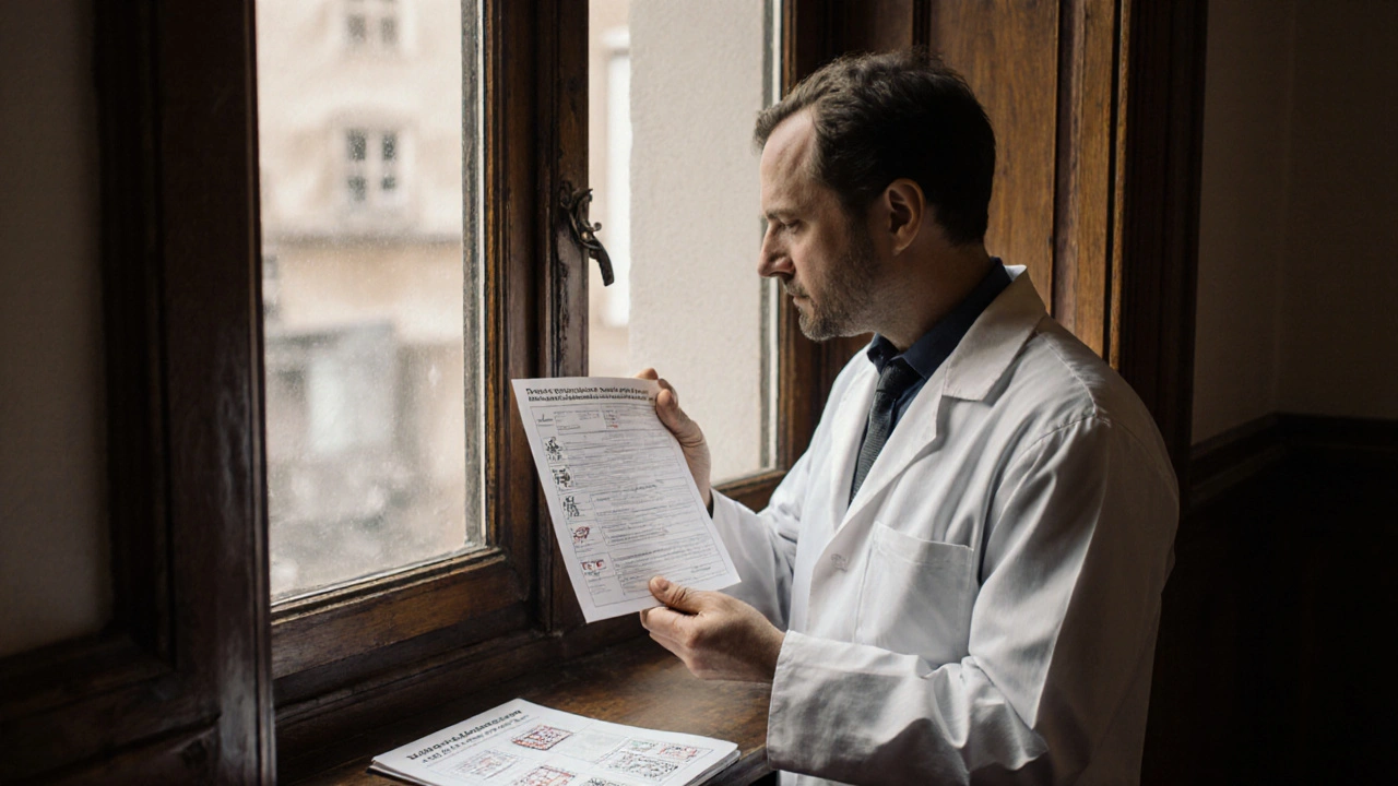 Odborník na památkovou ochranu porovnává nové okno s původním v historickém bytě, na stole dokumenty s úředními schváleními.