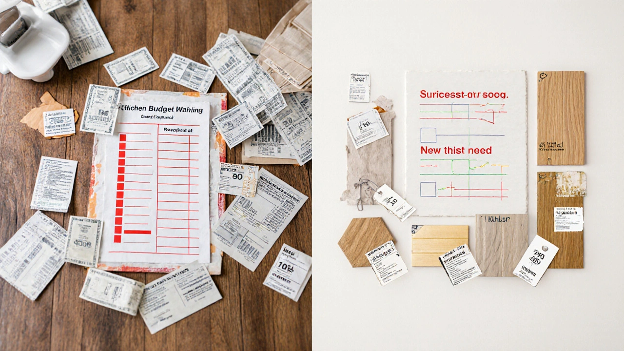 Porovnání neorganizovaného a správně plánovaného rozpočtu pro rekonstrukci kuchyně.