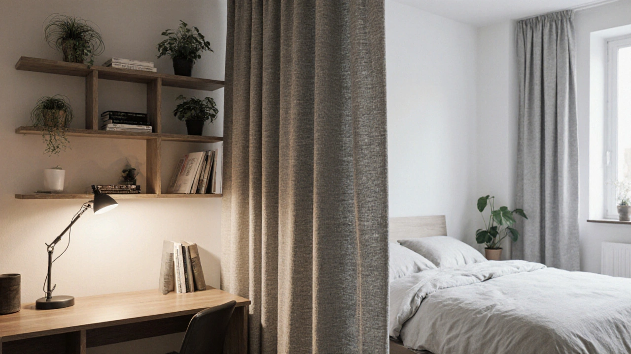 Pracovní kout v ložnici: jak efektivně oddělit práci od odpočinku pomocí zástěny a akustické clony