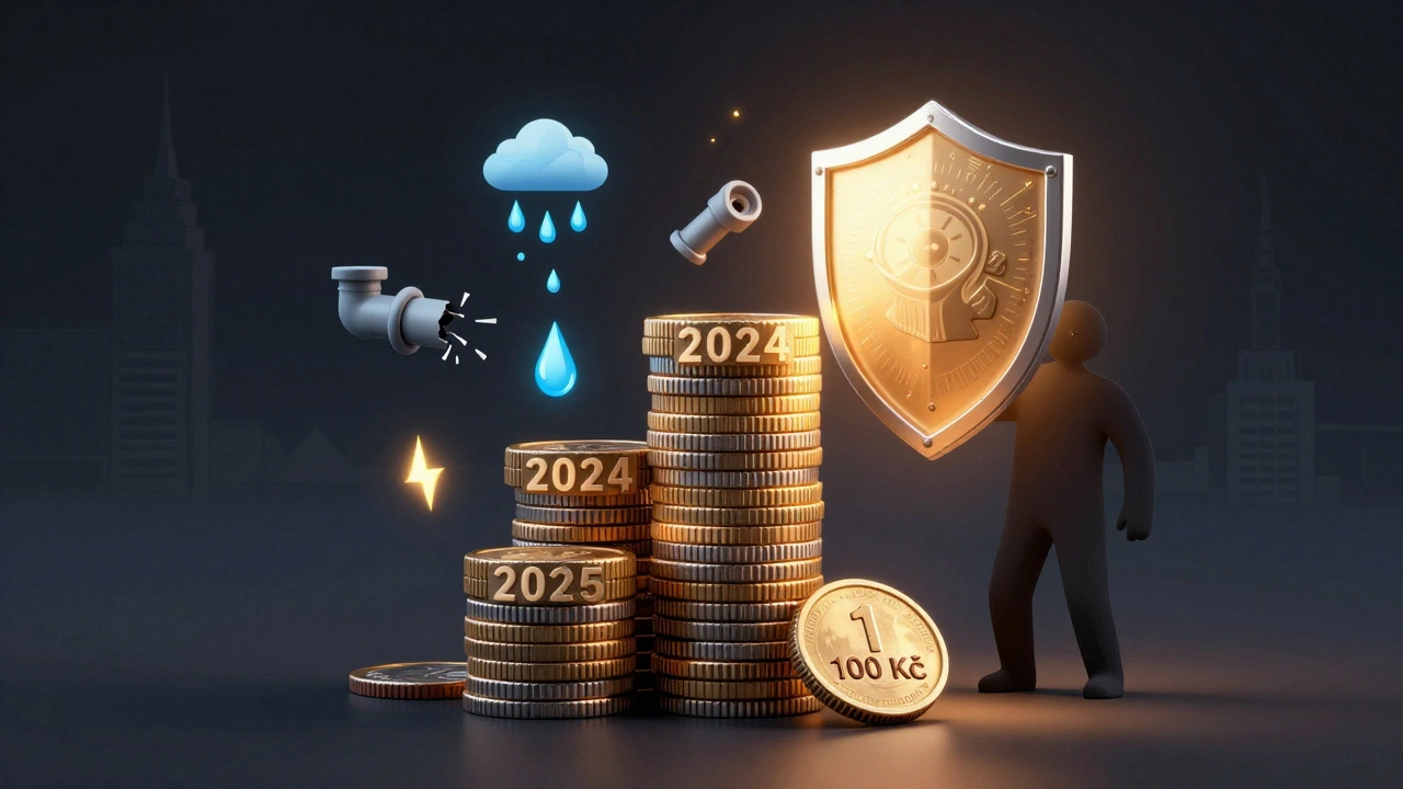 Stoupající pojišťovací prémie v čase s malou jednotkovou částkou 1 100 Kč, která chrání před vodními a elektrickými škodami.