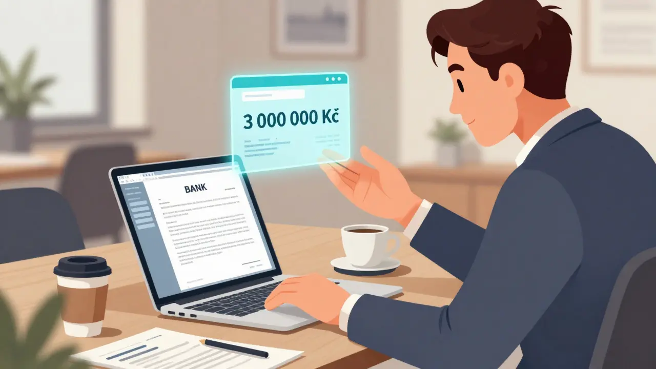 Advokát pracuje s klientem na digitální smlouvě o úschově peněz.