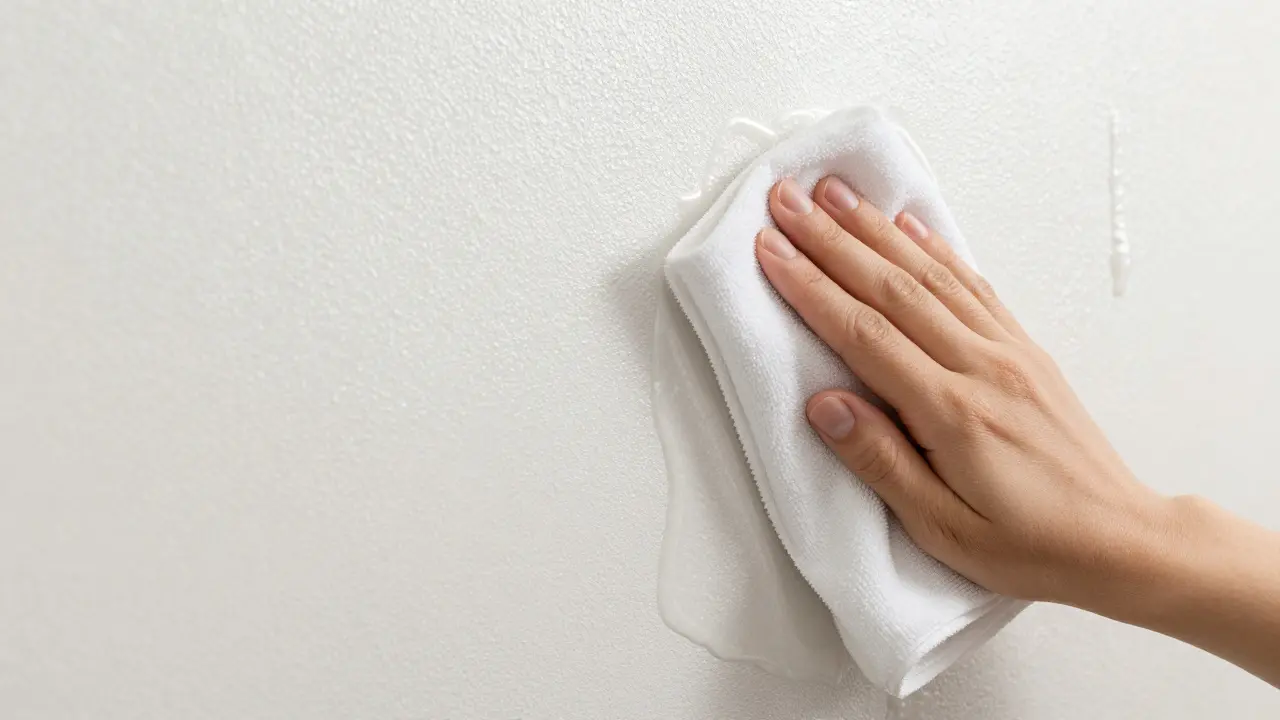 Mikrovlákněný hadr lešticí perlový štuk a odhalující jeho třpytivý lesk.