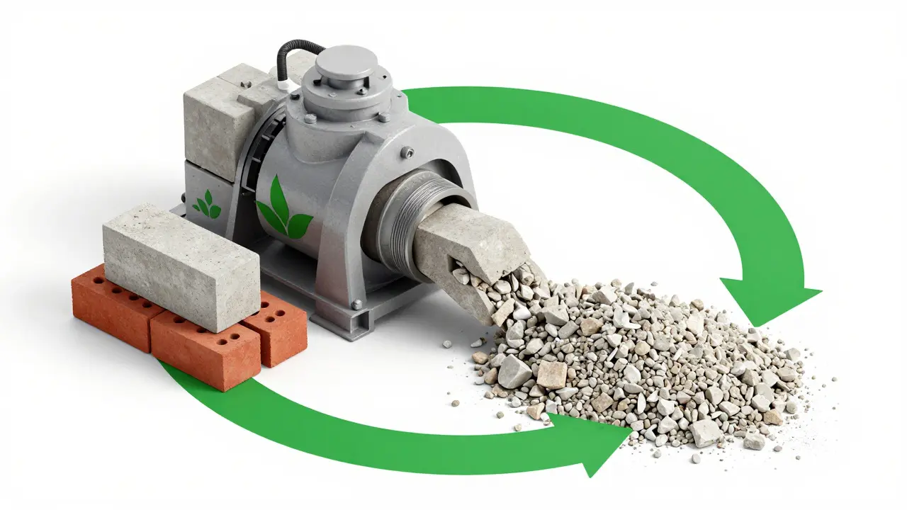 Recyklace betonu na nový stavební materiál