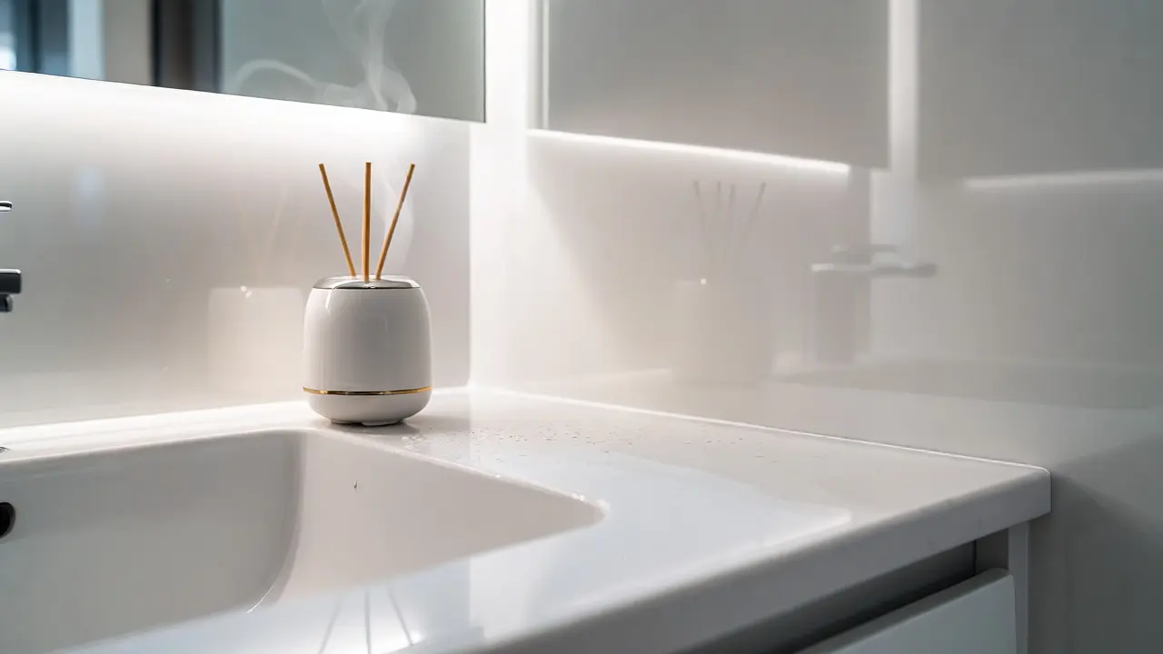 Čistá koupelna s aromaterapií jako detail finálního úklidu