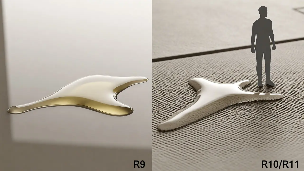 Comparison of glossy slippery tile versus structured anti-slip tile surface.