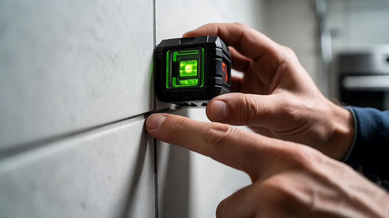 Detailní kontrola rovnosti obkladů pomocí laserového nivelátoru